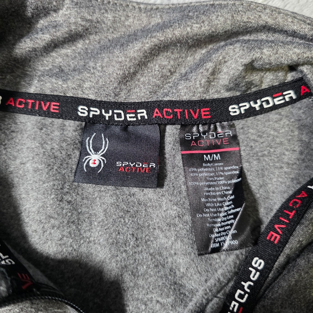 Spyder Mens Medium Pullover Gray Quarter Zip Active Performance Heathered 1254 - Picture 3 of 5